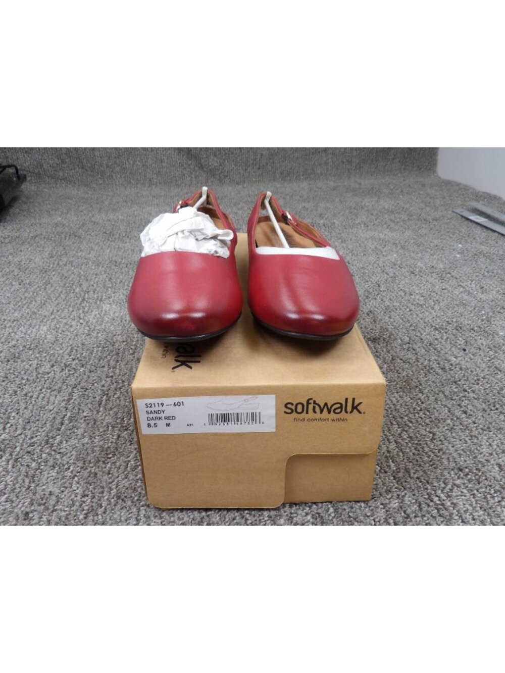 Softwalk Sandy Dark Red Leather Slingback Flats Size 8.5 M New In Box
